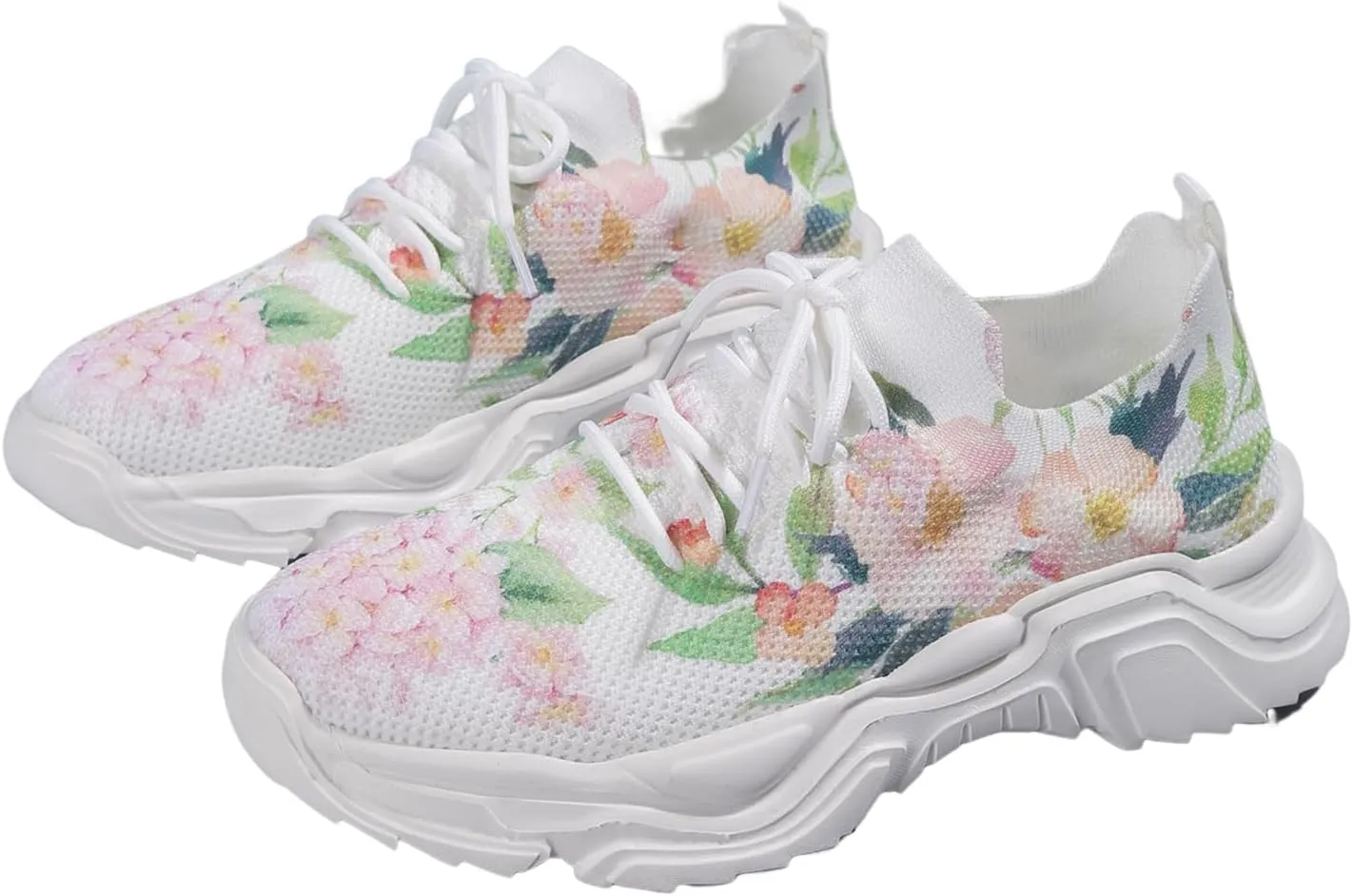 RZDYSQ Floral Print Lace-up Breathable Orthopedic Sneakers, Women's Mesh Breathable Orthopedic Sneakers