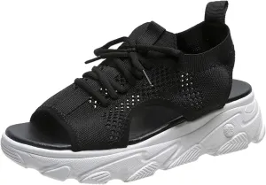 Sandals for Women Summer Women Sandals Mesh Casual Thick Soled Lace Up Sandals Open Toe Beach Shoes Woman Shoes Shoe for Women
