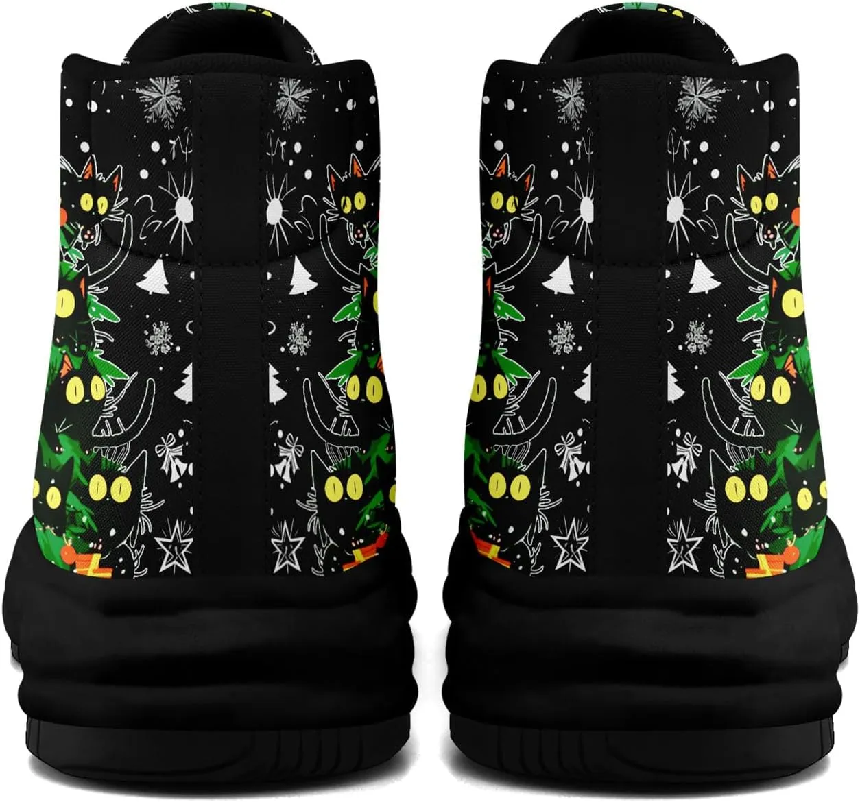 Santa-Themed High-Top Sneakers, Festive Footwear, Comfortable Lightweight Shoes for Men Women, Christmas Day