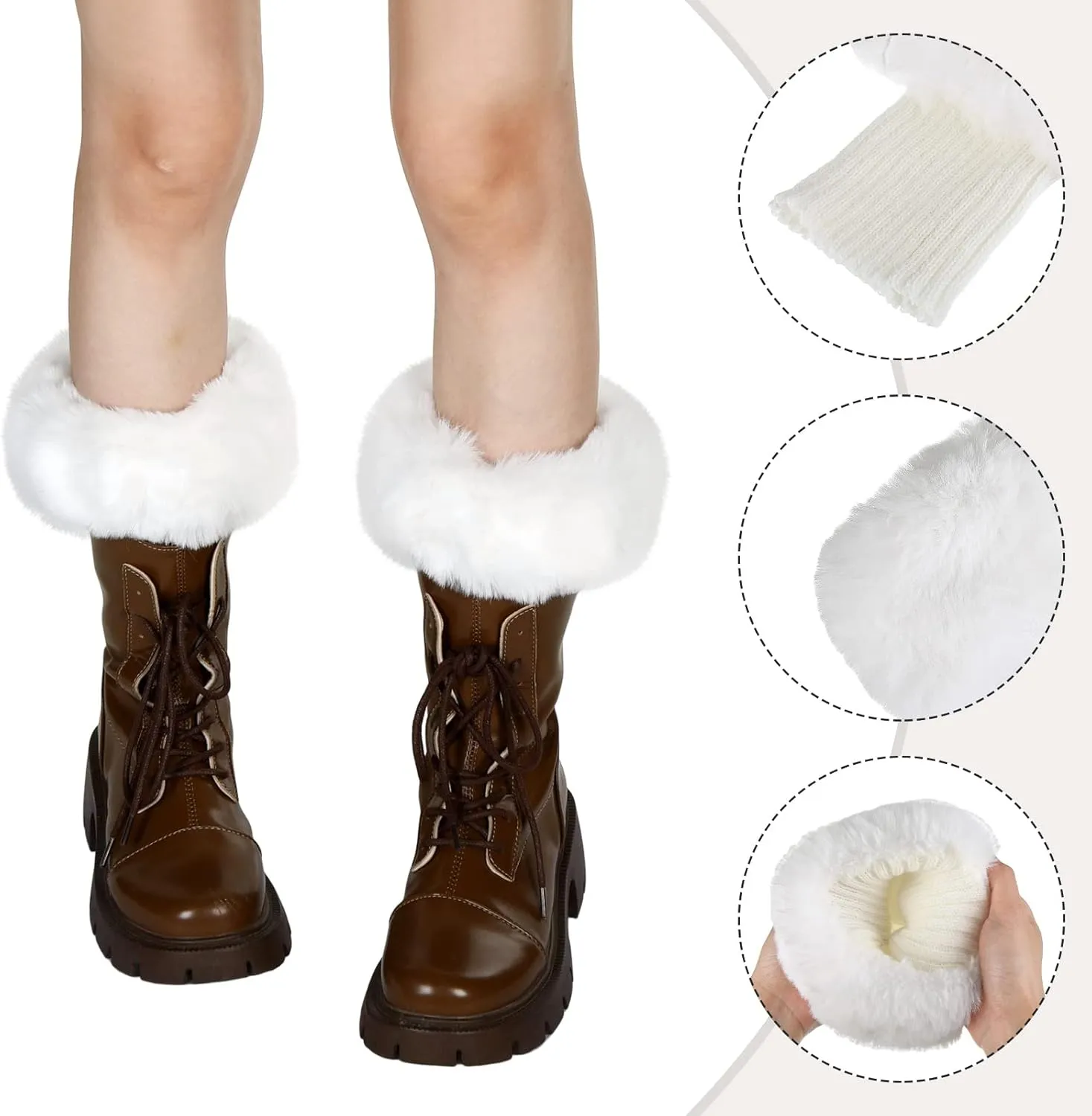 SATINIOR Women's Winter Faux Fur Fuzzy Wrist Cuffs Warmers and Boot Cuffs Knitting Fluffy Leg Warmers for Women Girls