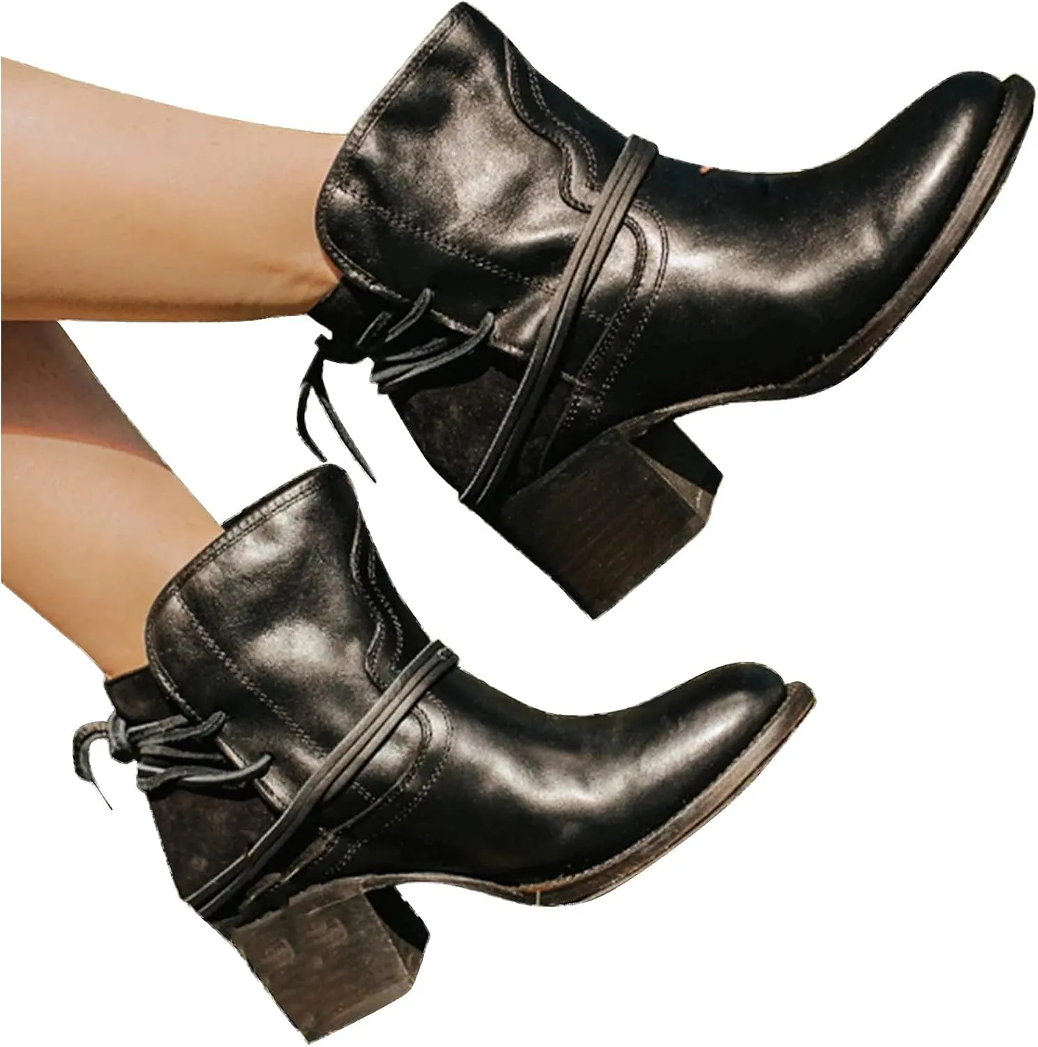 SBGMoSJ Womens Ankle Boots Low Heel Orthopedic Wide Width Dress Booties for Women Plus Size Ankle Boots for Women Size 9.5 Wide Black Booties with Silver Studs Women Black Ankle Boots Flat
