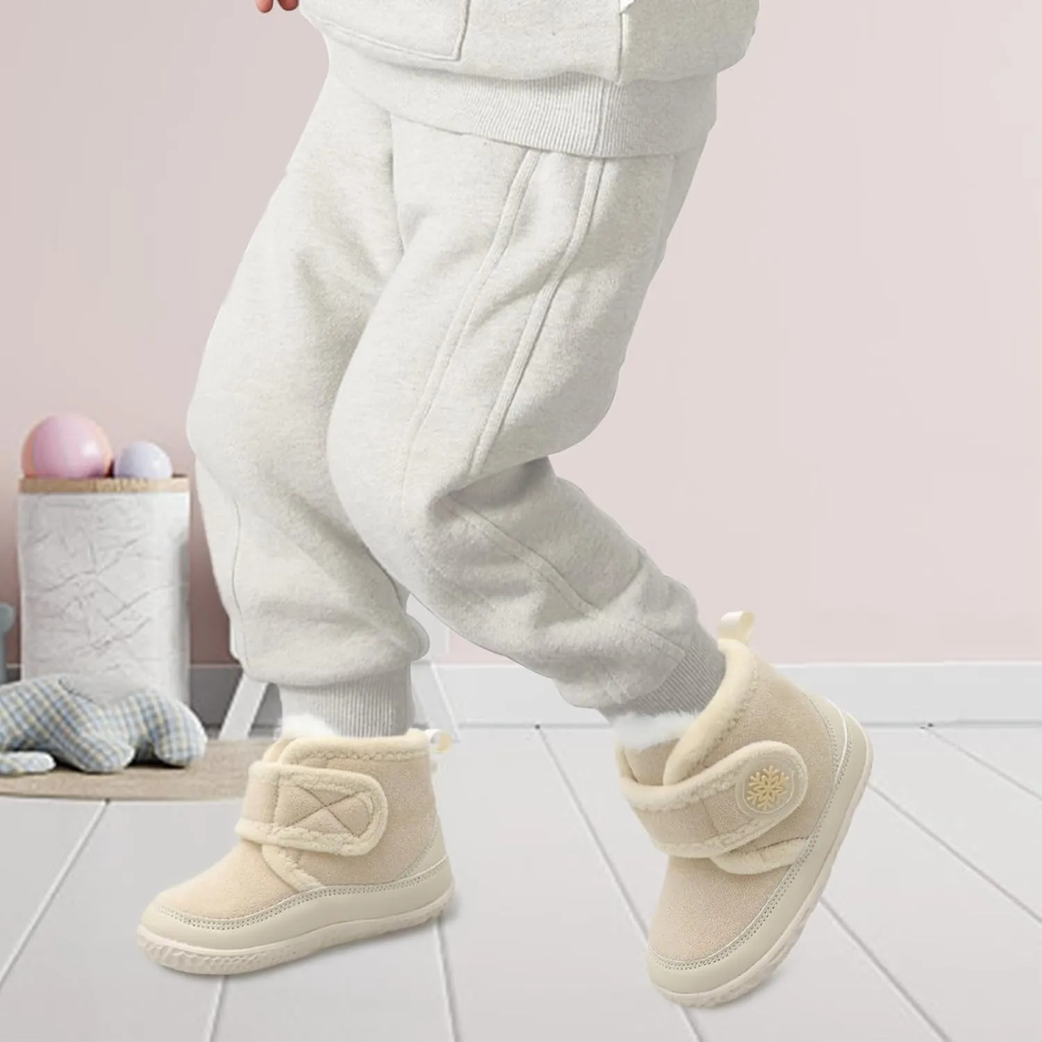 Scurtain Toddler Slippers Girl Boy House Shoes Fuzzy Hard Bottom Winter Boots Baby Cozy Walking Sock Shoes