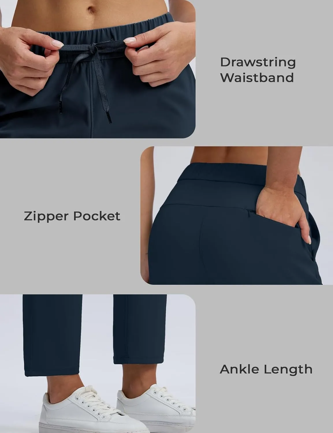 Seamaid Women's Golf Pants with Pockets 7/8 Stretch Travel Ankle Pants for Casual Athletic