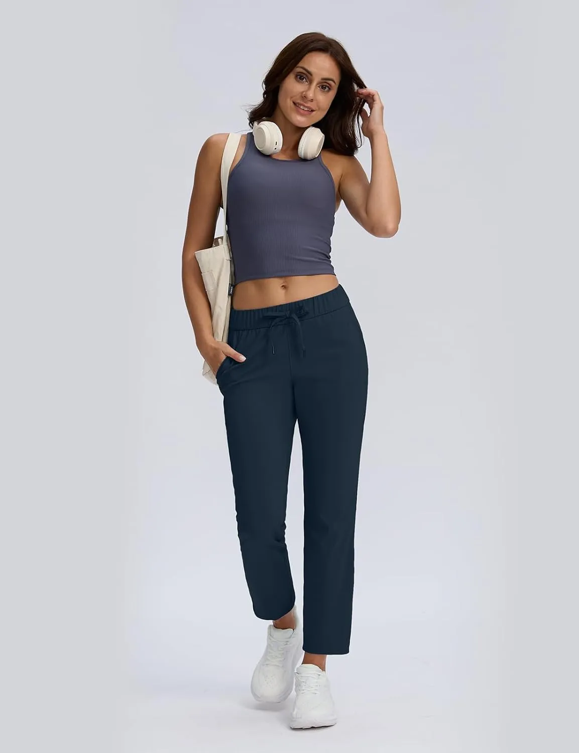 Seamaid Women's Golf Pants with Pockets 7/8 Stretch Travel Ankle Pants for Casual Athletic