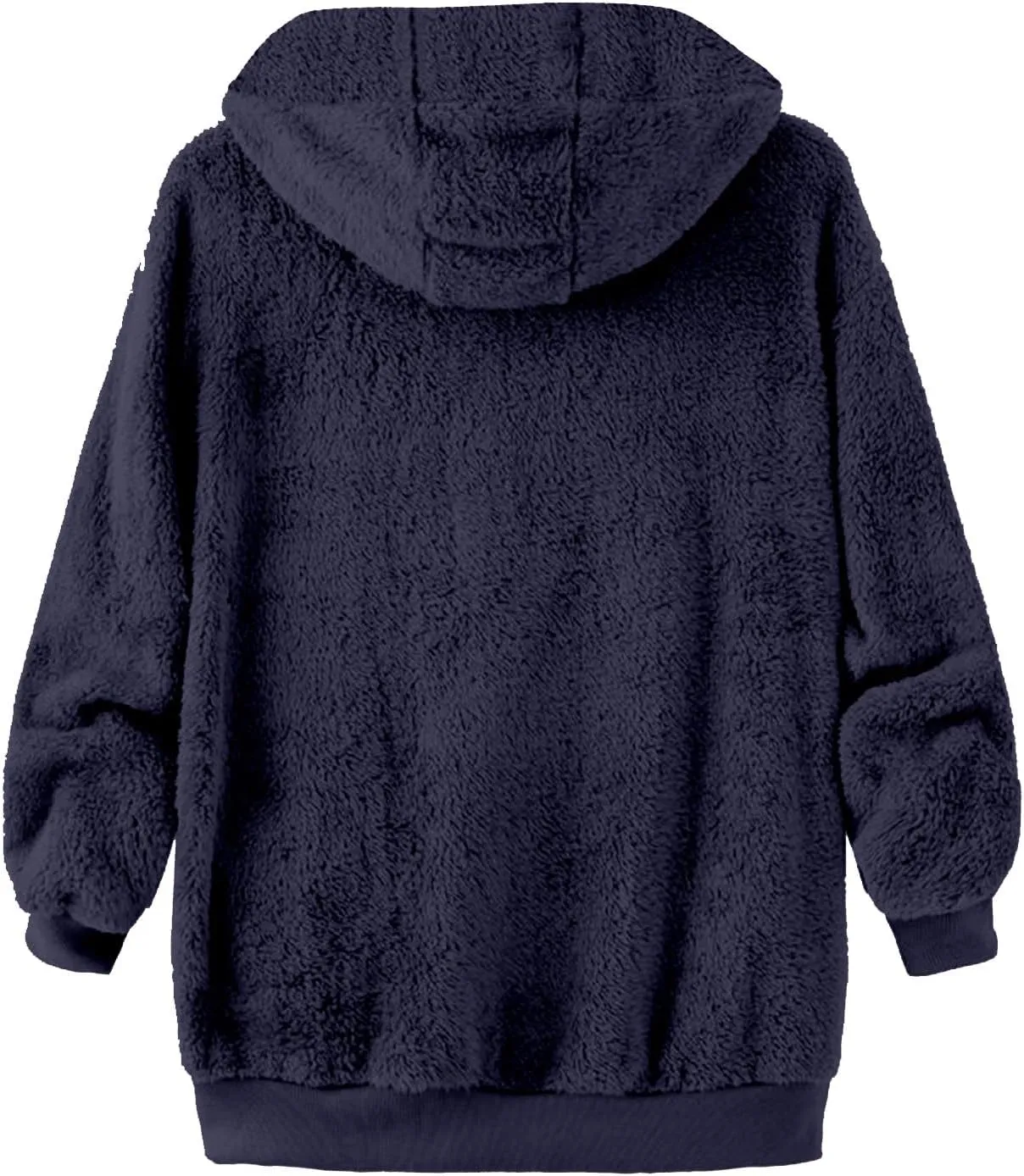 Sherpa Fleece Jacket For Women Full Zip Oversized Long Sleeve Hooded Fuzzy Cardigan Coat Fashion Winter Outwear