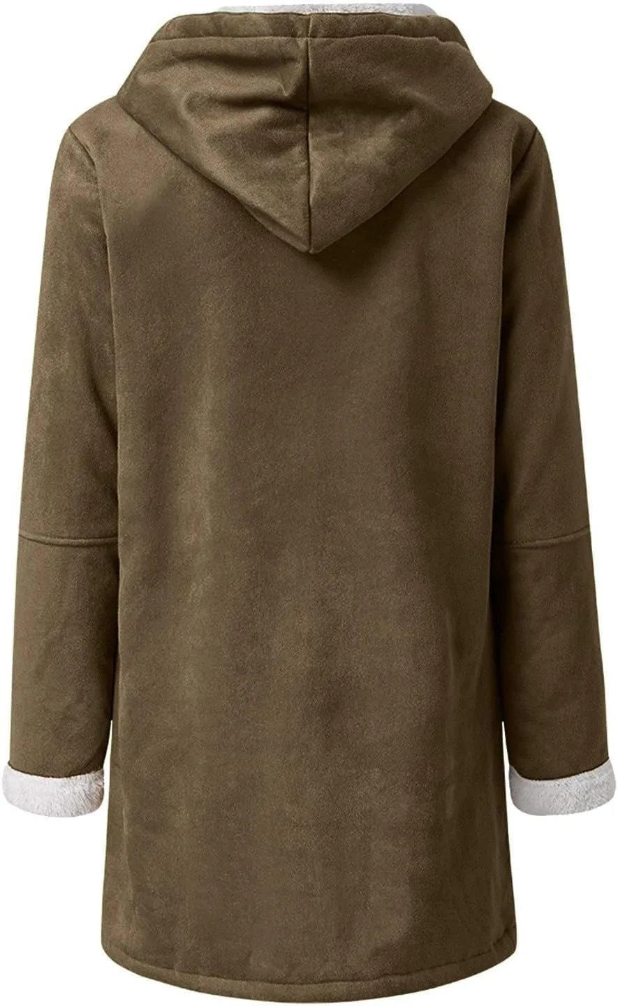 Sherpa Fleece Lined Jacket For Women 2024 Winter Warm Shearling Coat Casual Loose Plus Size Hooded Jackets With Pocket