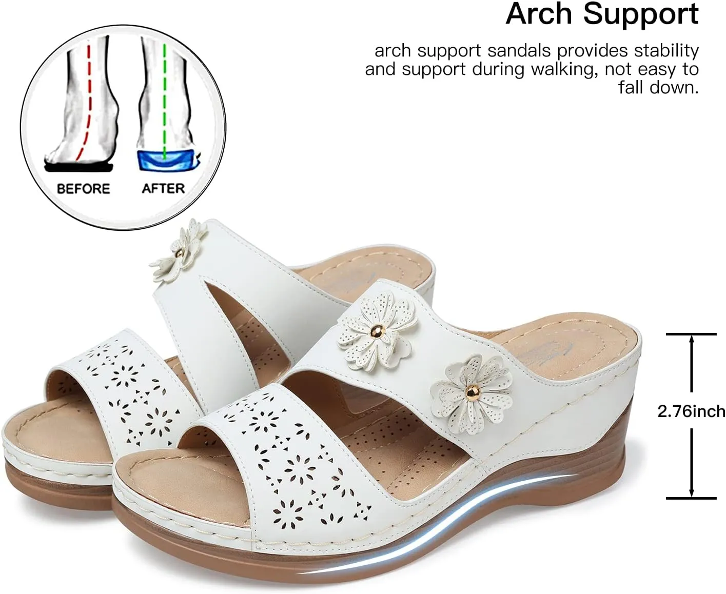 SHIBEVER Wedge Sandals for Women Hollow Out Slip On Platform Wedge Sandals Summer Casual Walking Shoes