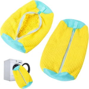 Shoe Washing Machine Bag Laundry Shoe Bag For Washer And Dryer Reusable And Durable YKK Zippers For All Shoe Sizes Alternative To Hand Washing To Protect Your Shoes (Yellow 2Pcs)
