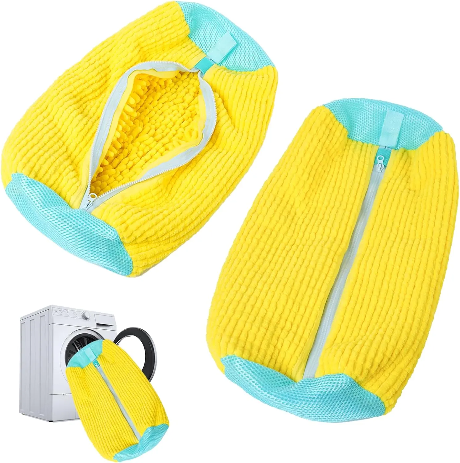 Shoe Washing Machine Bag Laundry Shoe Bag For Washer And Dryer Reusable And Durable YKK Zippers For All Shoe Sizes Alternative To Hand Washing To Protect Your Shoes (Yellow 2Pcs)