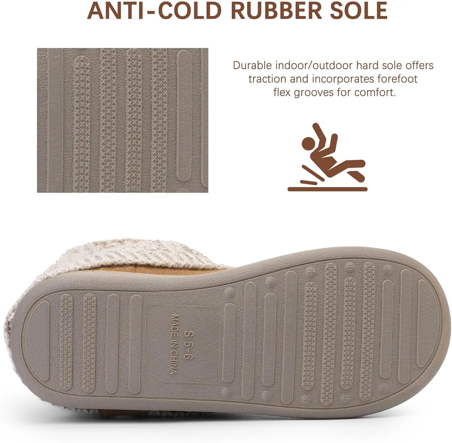 shoeslocker Women's Boots Slippers Fuzzy Memory Foam with Indoor Outdoor Rubber Sole Boots House Shoes Boots House Shoes