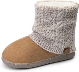 shoeslocker Women's Boots Slippers Fuzzy Memory Foam with Indoor Outdoor Rubber Sole Boots House Shoes Boots House Shoes