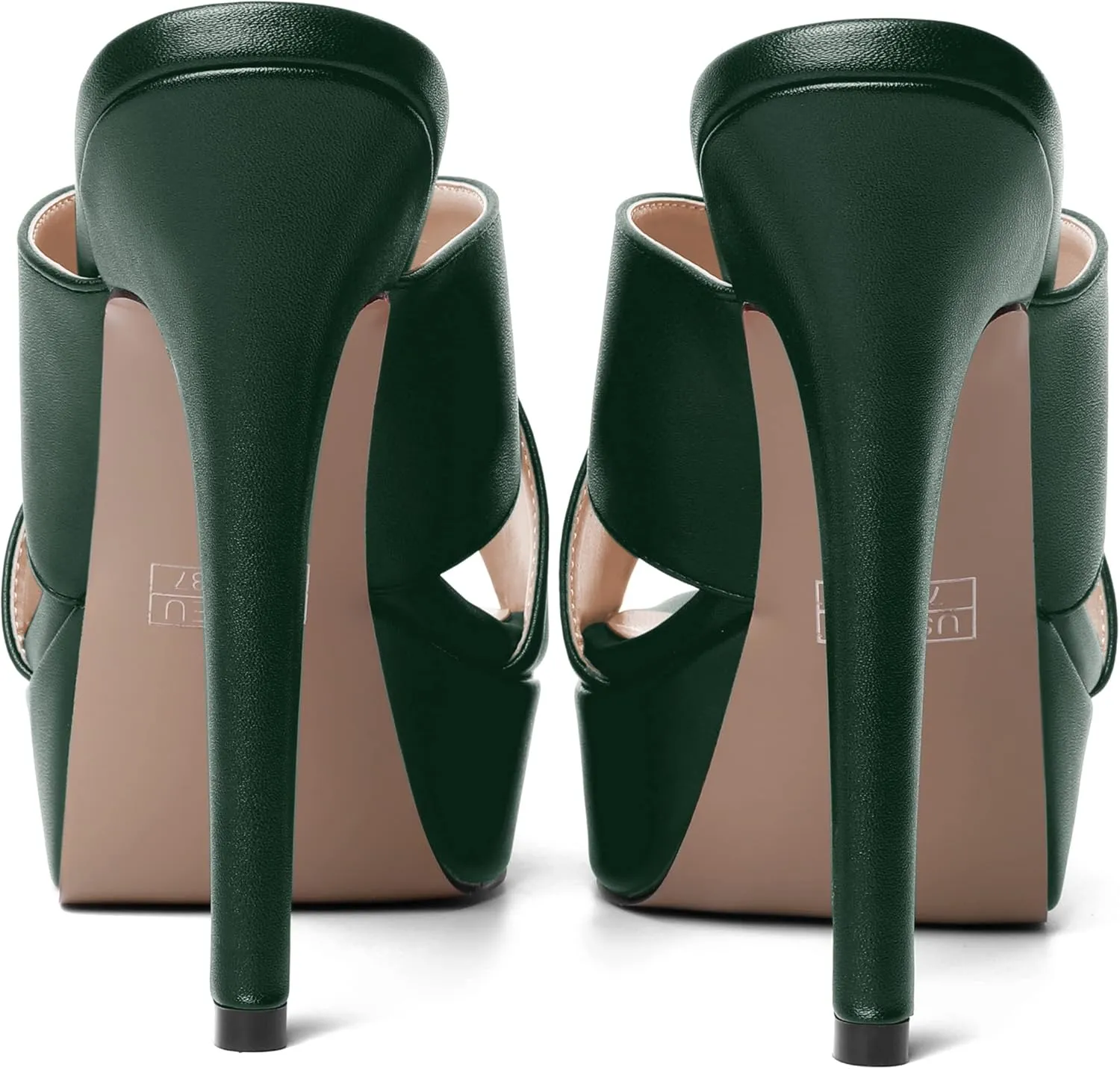 SHOWFOREST Womens Round Toe Fashion Dating Slip On Solid Open Toe Matte Stiletto High Heel Heeled Sandals 5 Inch