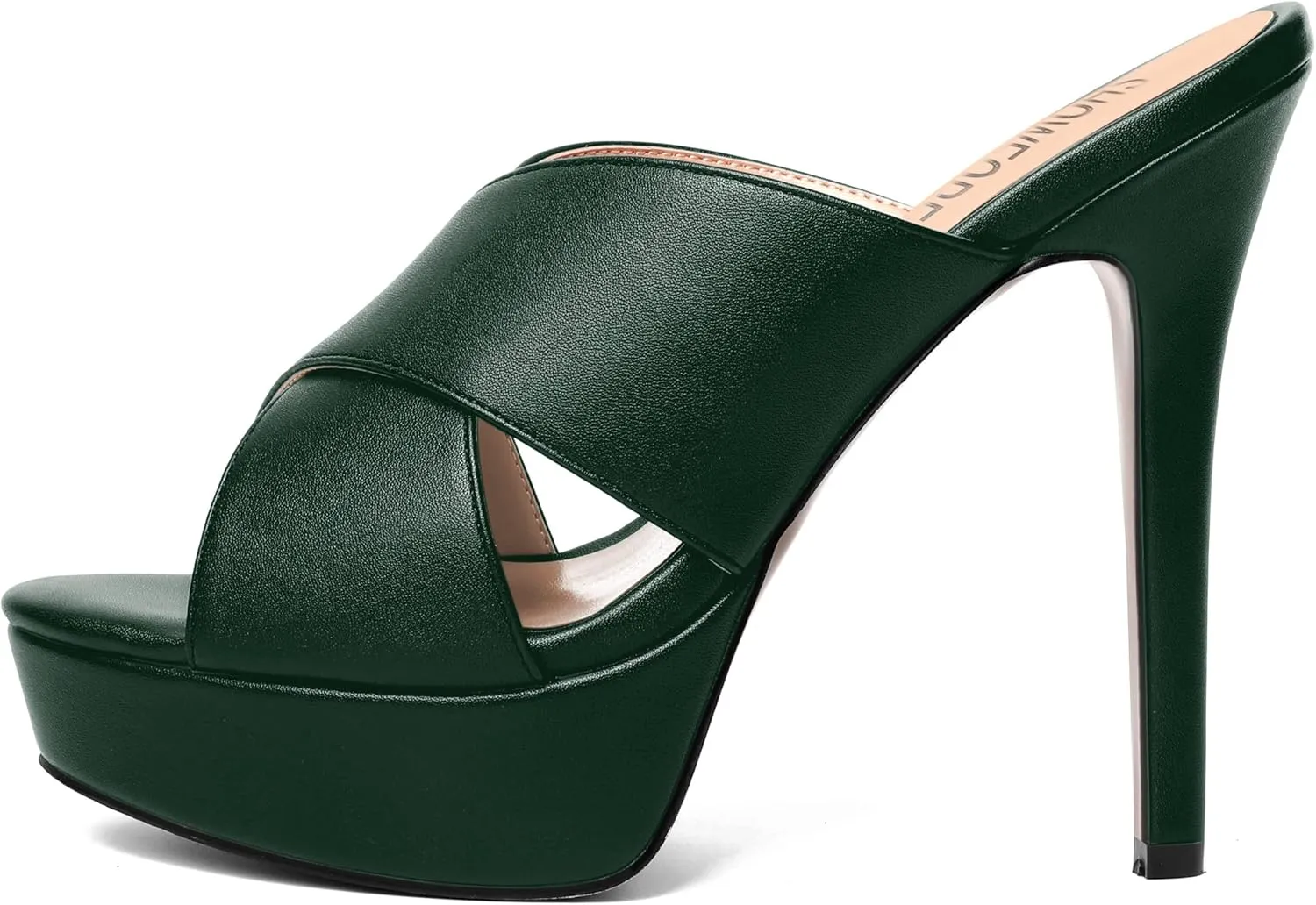 SHOWFOREST Womens Round Toe Fashion Dating Slip On Solid Open Toe Matte Stiletto High Heel Heeled Sandals 5 Inch
