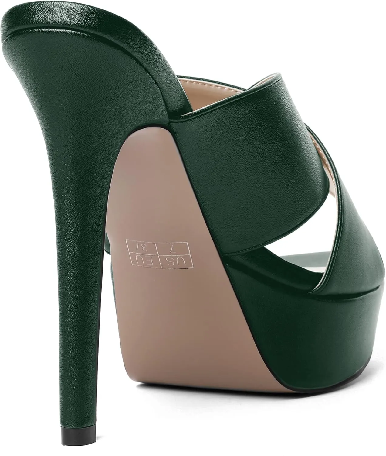 SHOWFOREST Womens Round Toe Fashion Dating Slip On Solid Open Toe Matte Stiletto High Heel Heeled Sandals 5 Inch