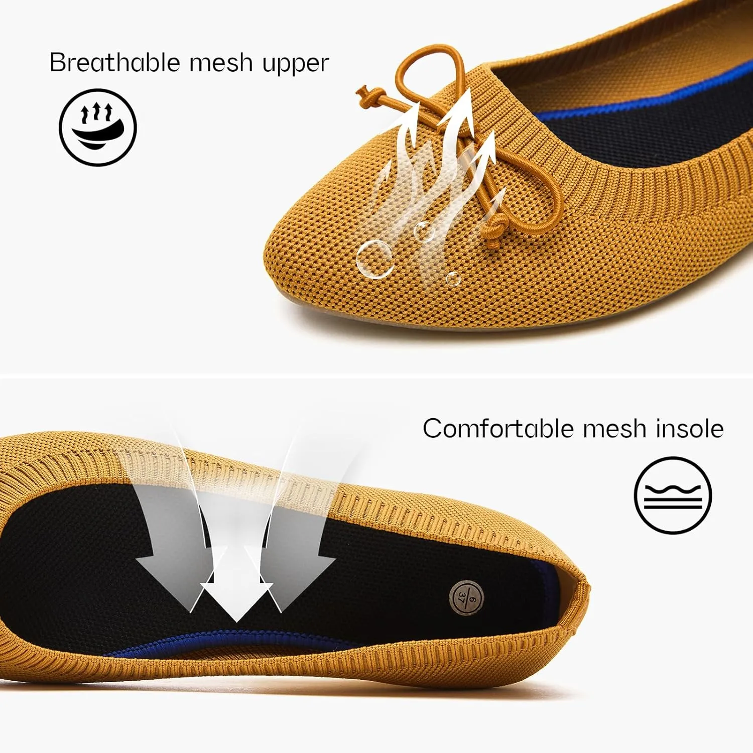 Shupua Women's Flats Black Flats Shoes Pointed Toe Ballet Flats Comfortable Bow Girls Flats Dressy