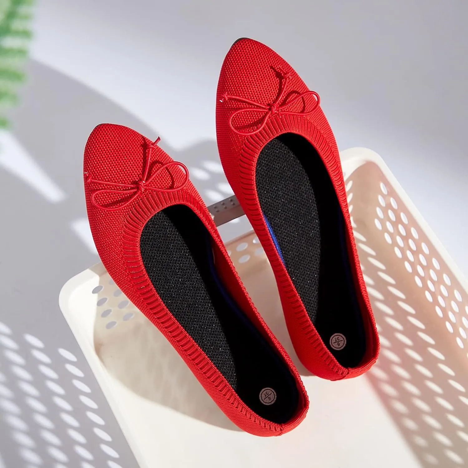 Shupua Women's Flats Black Flats Shoes Pointed Toe Ballet Flats Comfortable Bow Girls Flats Dressy