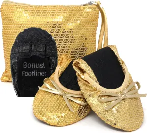 Silky Toes Foldable Flats for Women Purse Ballet Shoes Ballerina Slippers