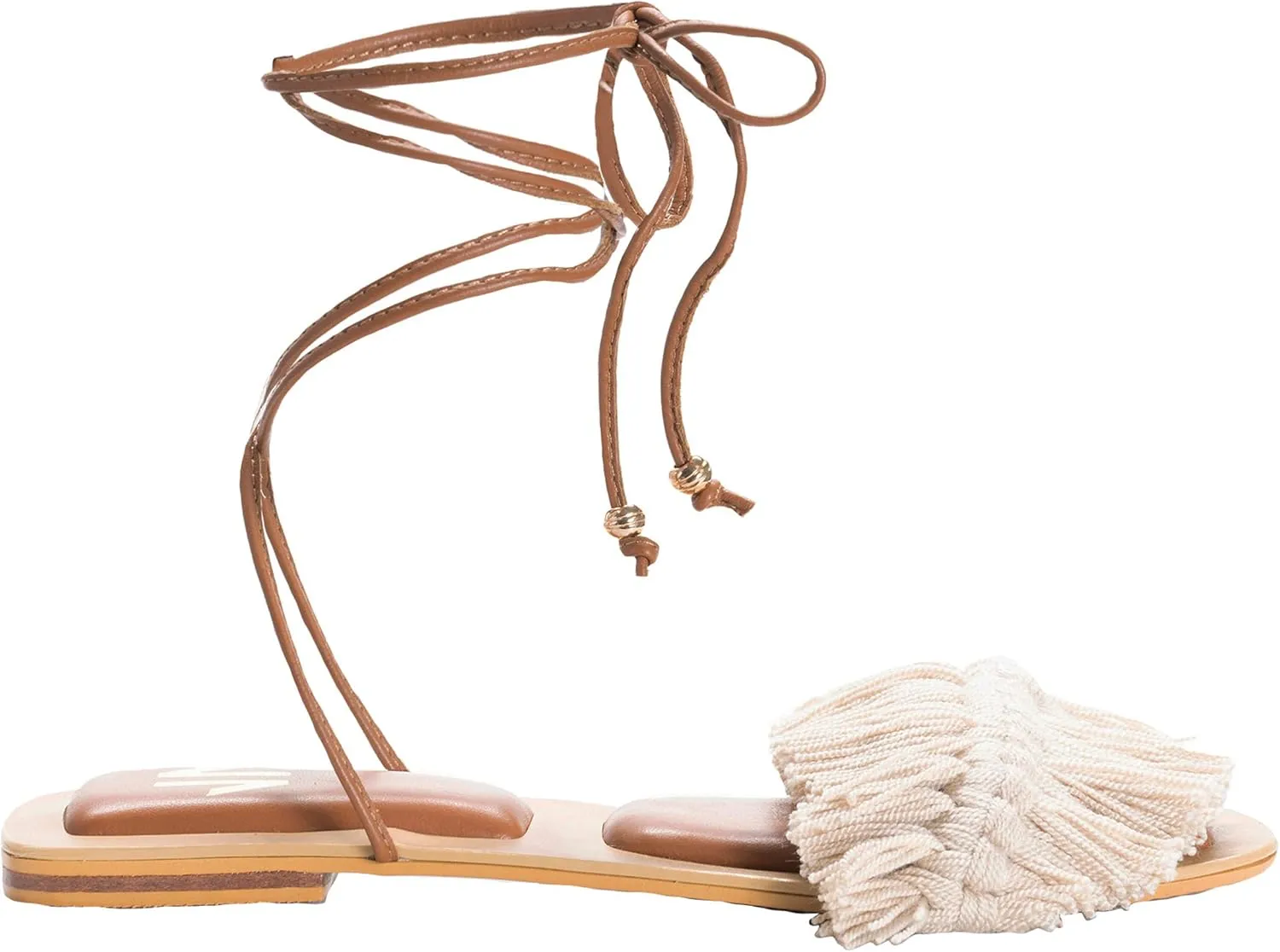 SILVIA COBOS Bloom Flat Sandals Boho Gladiator High Rise Lace Up Textile for Women