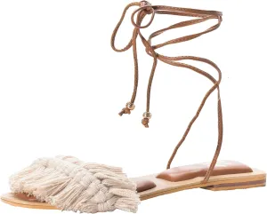 SILVIA COBOS Bloom Flat Sandals Boho Gladiator High Rise Lace Up Textile for Women