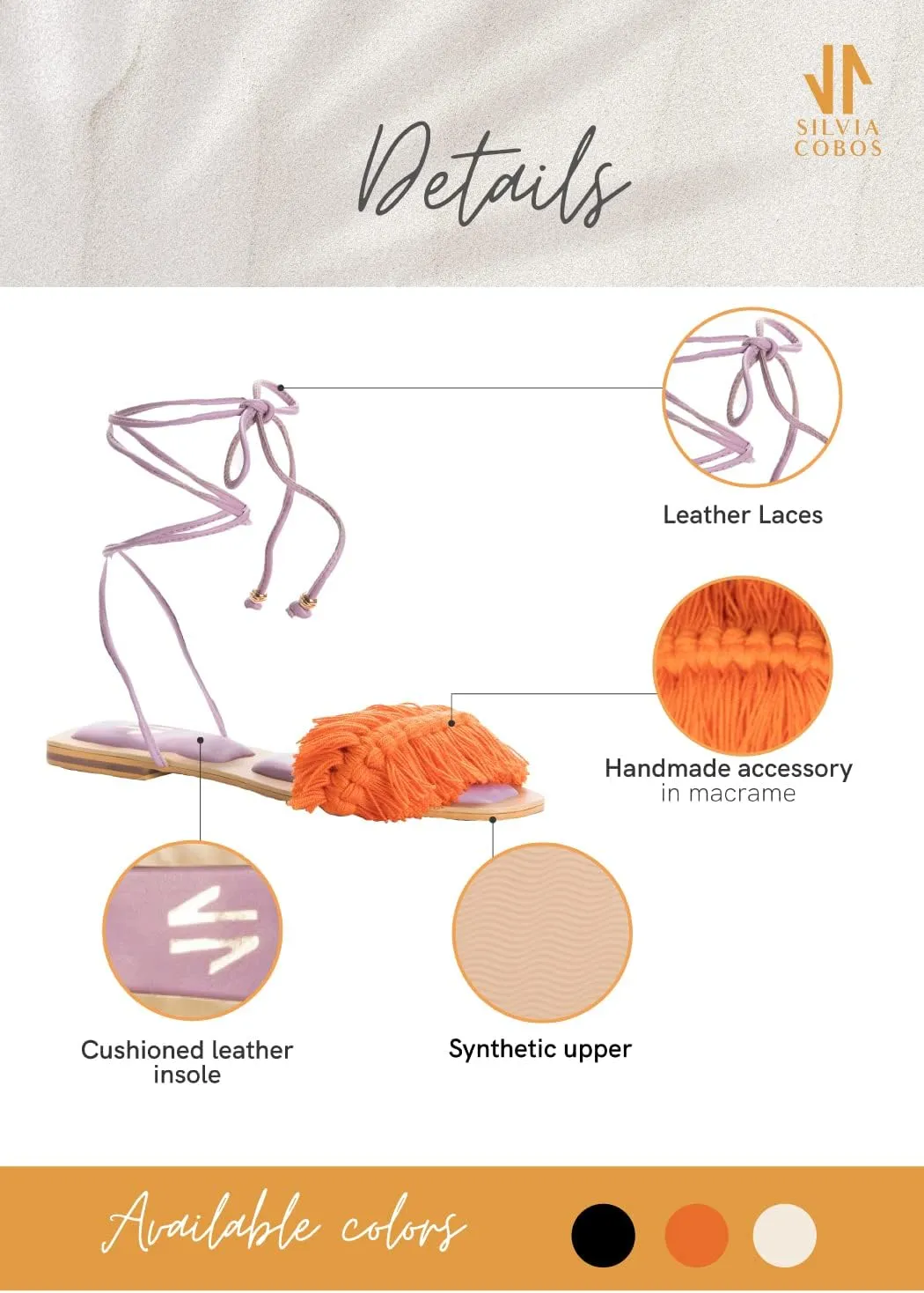 SILVIA COBOS Bloom Flat Sandals Boho Gladiator High Rise Lace Up Textile for Women