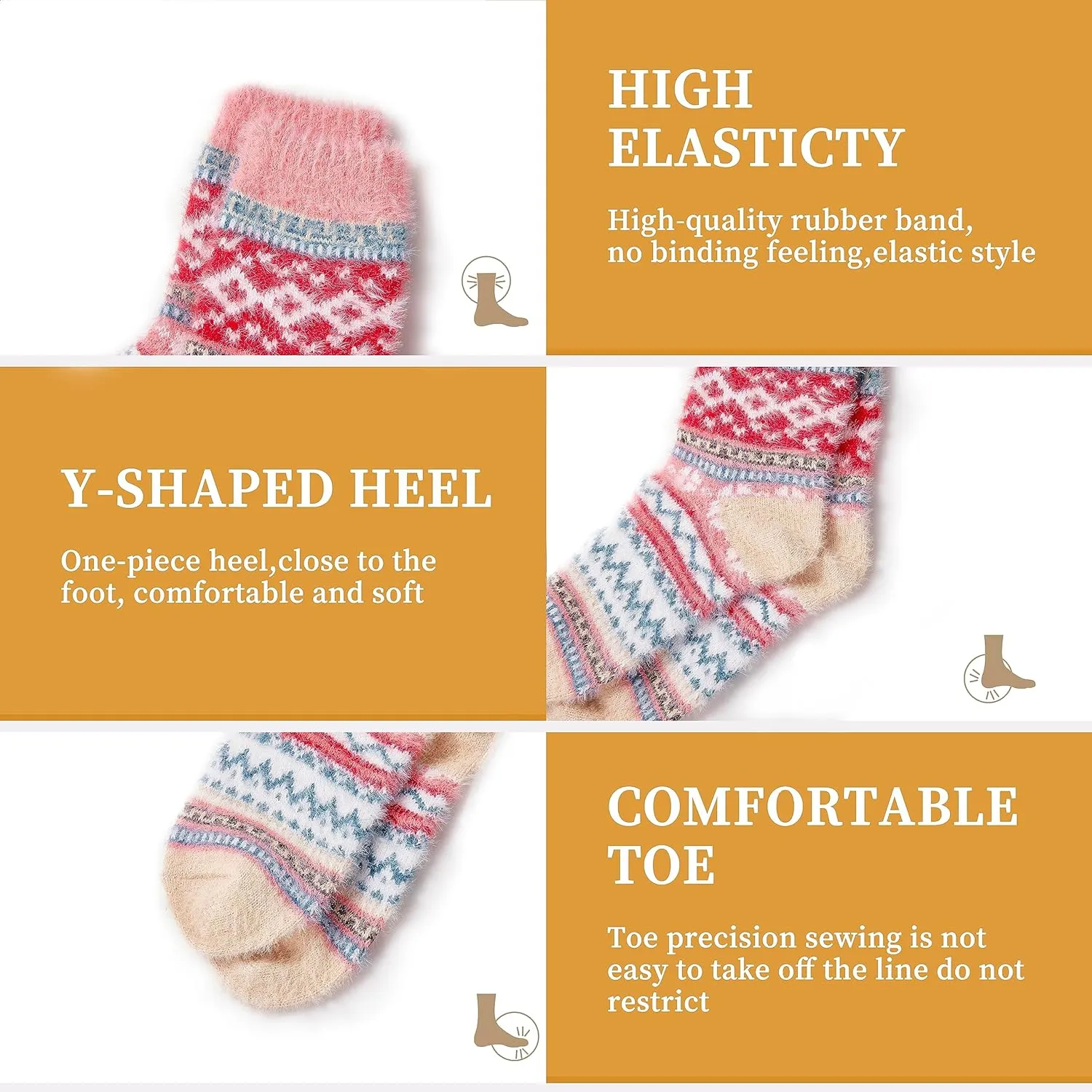 SISOSOCK 5 Pairs Fuzzy Soft Cozy Comfortable Socks for Women, Casual Sleep Comfy Socks, Perfect Warm Winter Gifts for Women