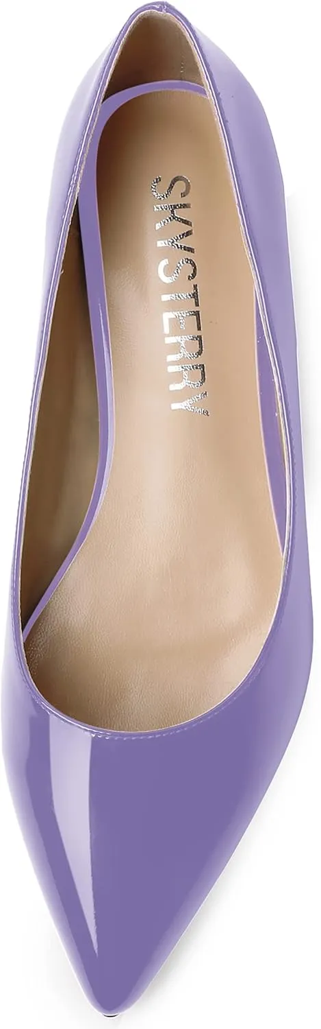 SKYSTERRY Women's Patent Office Casual Pointed Toe Slip On Flats Shoes