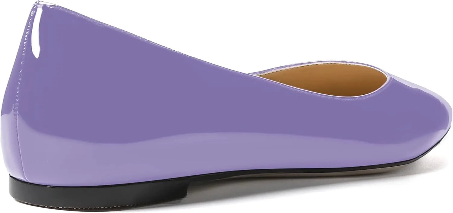 SKYSTERRY Women's Patent Office Casual Pointed Toe Slip On Flats Shoes
