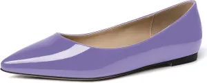 SKYSTERRY Women's Patent Office Casual Pointed Toe Slip On Flats Shoes