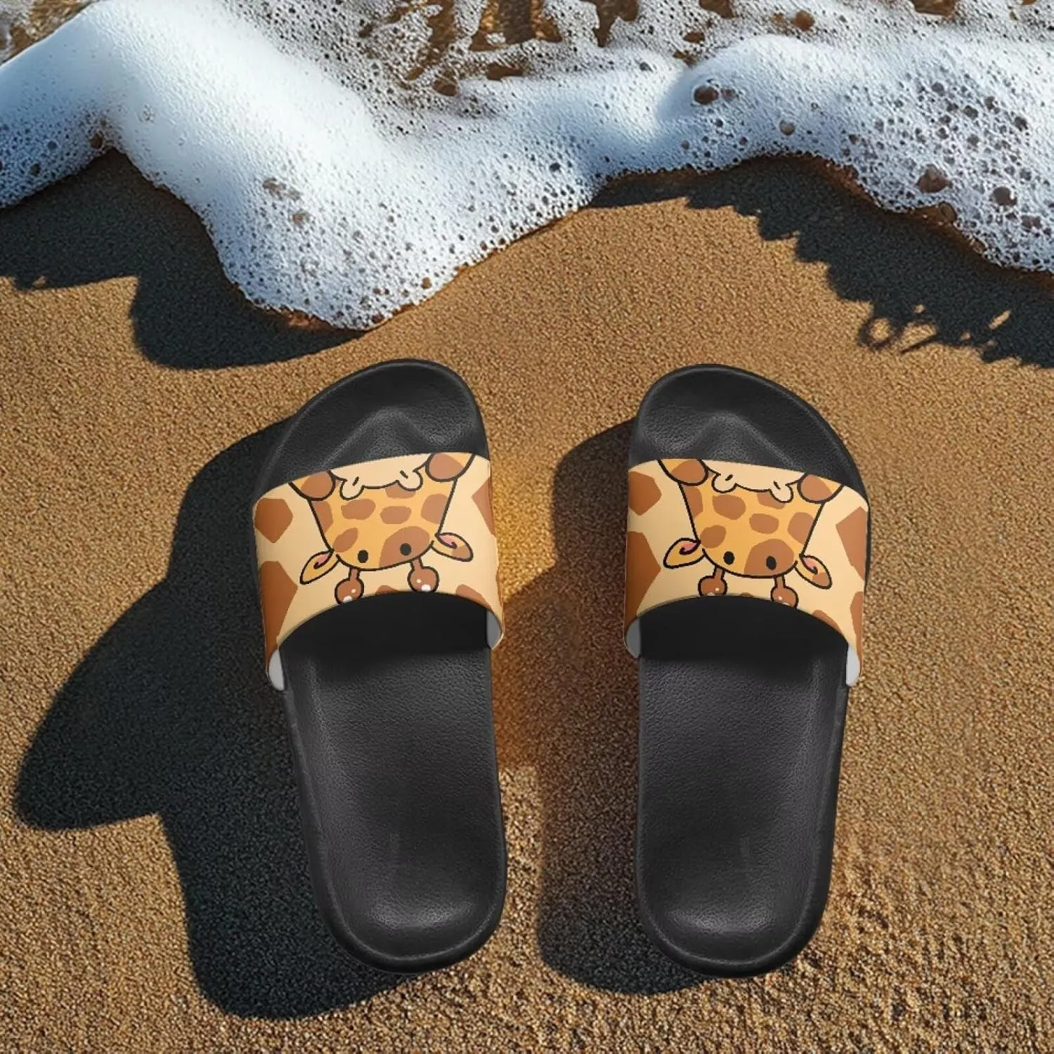 Slide Sandals for Women EVA Flip Flops Soft Anti-Slip Home Fitness Summer Slippers Slip-on Lightweight Peep Toe Beach Walks Black Size 5-12.5
