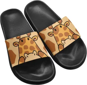 Slide Sandals for Women EVA Flip Flops Soft Anti-Slip Home Fitness Summer Slippers Slip-on Lightweight Peep Toe Beach Walks Black Size 5-12.5