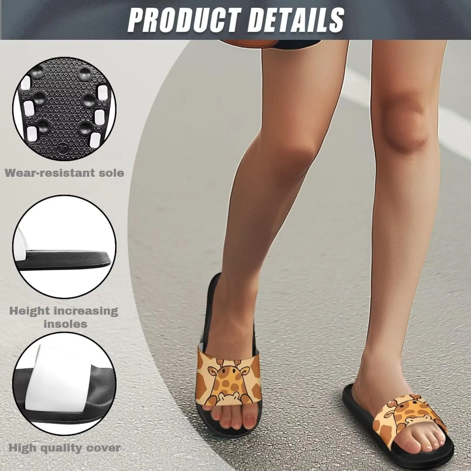 Slide Sandals for Women EVA Flip Flops Soft Anti-Slip Home Fitness Summer Slippers Slip-on Lightweight Peep Toe Beach Walks Black Size 5-12.5