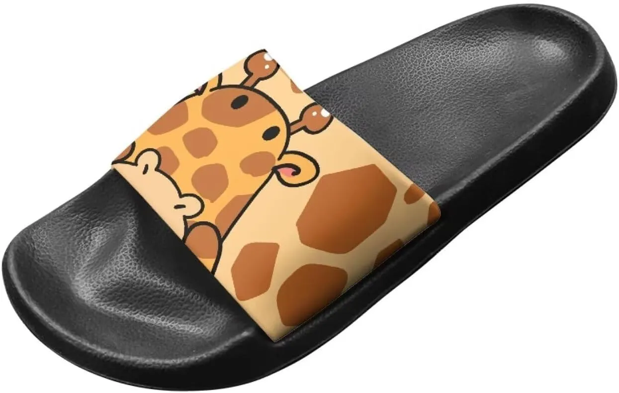Slide Sandals for Women EVA Flip Flops Soft Anti-Slip Home Fitness Summer Slippers Slip-on Lightweight Peep Toe Beach Walks Black Size 5-12.5