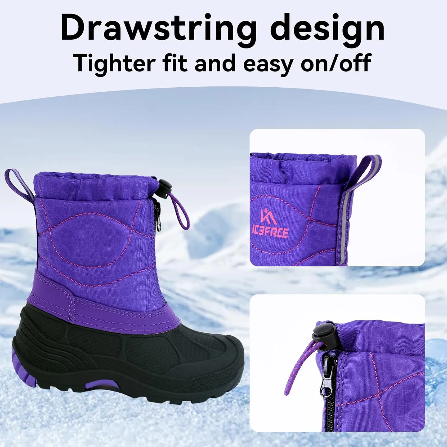 Snow Boots for Kids Waterproof Durable and Slip Resistant Winter Snow Boots for Boys and Girls with Insulated Fleece Lining, Perfect for Snowy Adventures. Ideal Snow Boots toddler to Keep Feet Warm and Dry