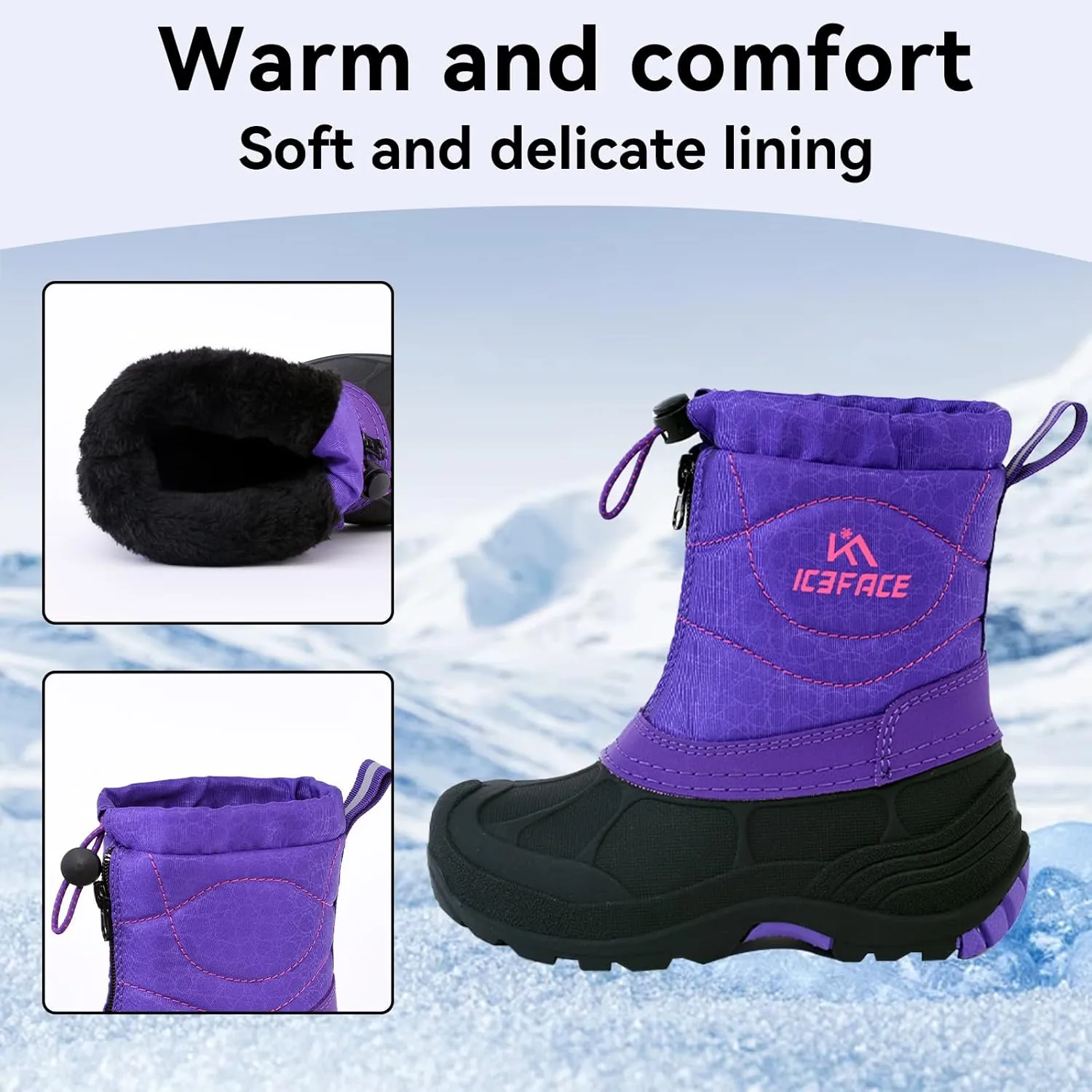 Snow Boots for Kids Waterproof Durable and Slip Resistant Winter Snow Boots for Boys and Girls with Insulated Fleece Lining, Perfect for Snowy Adventures. Ideal Snow Boots toddler to Keep Feet Warm and Dry