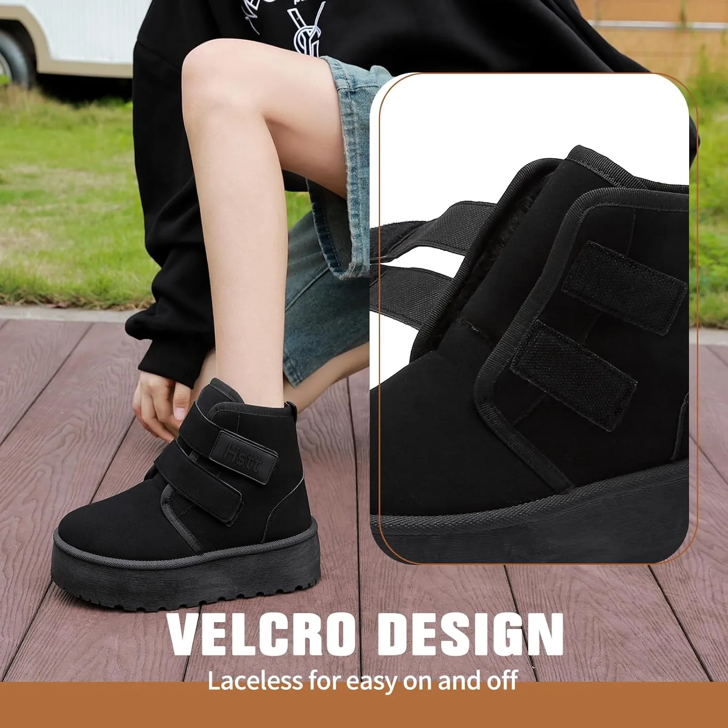 Snow Boots for Women Classic Genuine Suede Leather Winter Boots, Platform Anti-Slip Womens Fur Boots with Memory Foam, Lightweight Ankle Boots Comfort Fuzzy Slippers Shoes