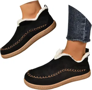 Snow Boots for Women Short Ankle Anti-Slip Boot Fur Fleece Lined Sneakers House Slippers Boot For Outdoor