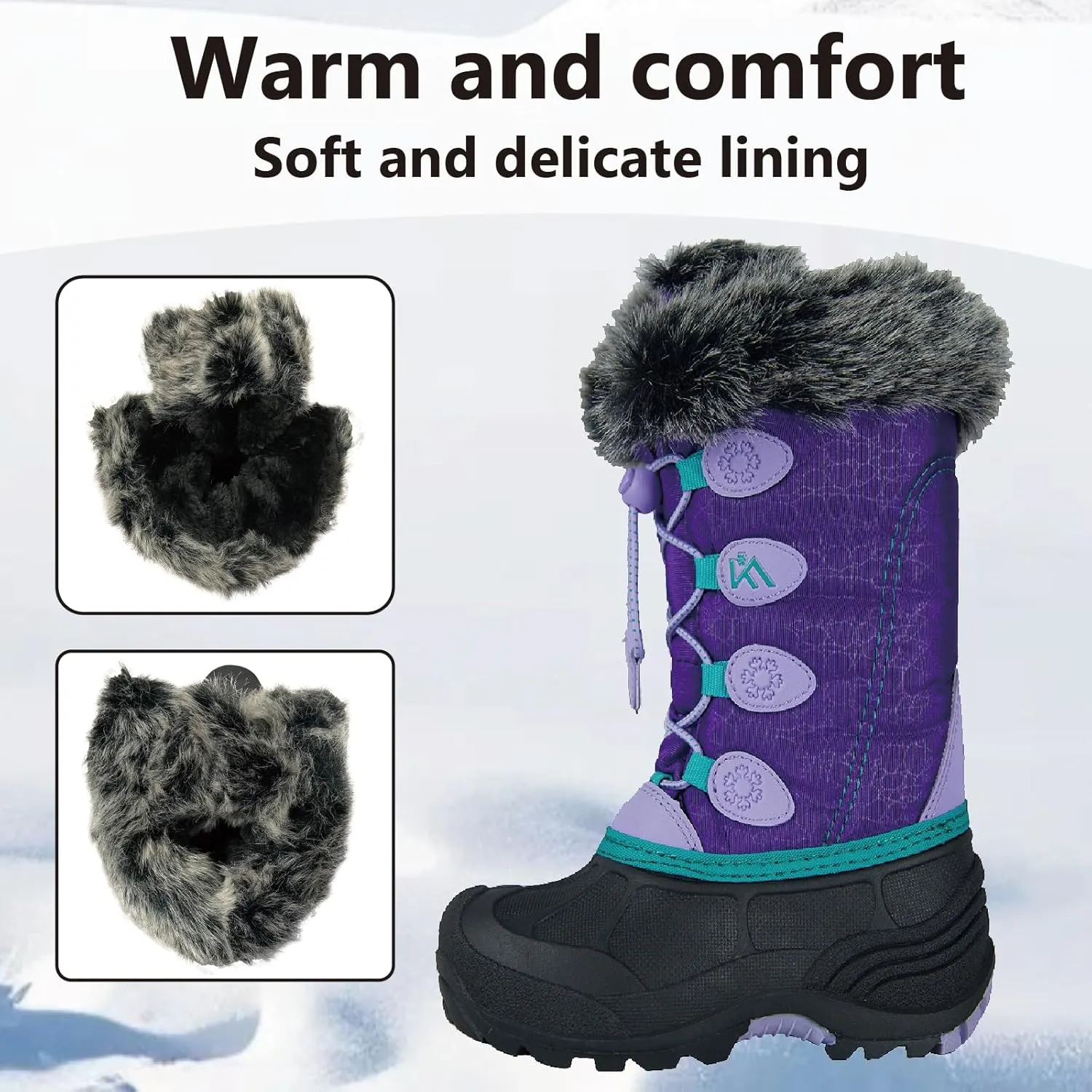 Snow Boots Kids Waterproof Durable and Slip Resistant Winter Snow Boots for Boys and Girls with Insulated Fleece Lining Perfect for Snowy Adventures Ideal Snow Boots toddler to Keep Feet Warm and Dry