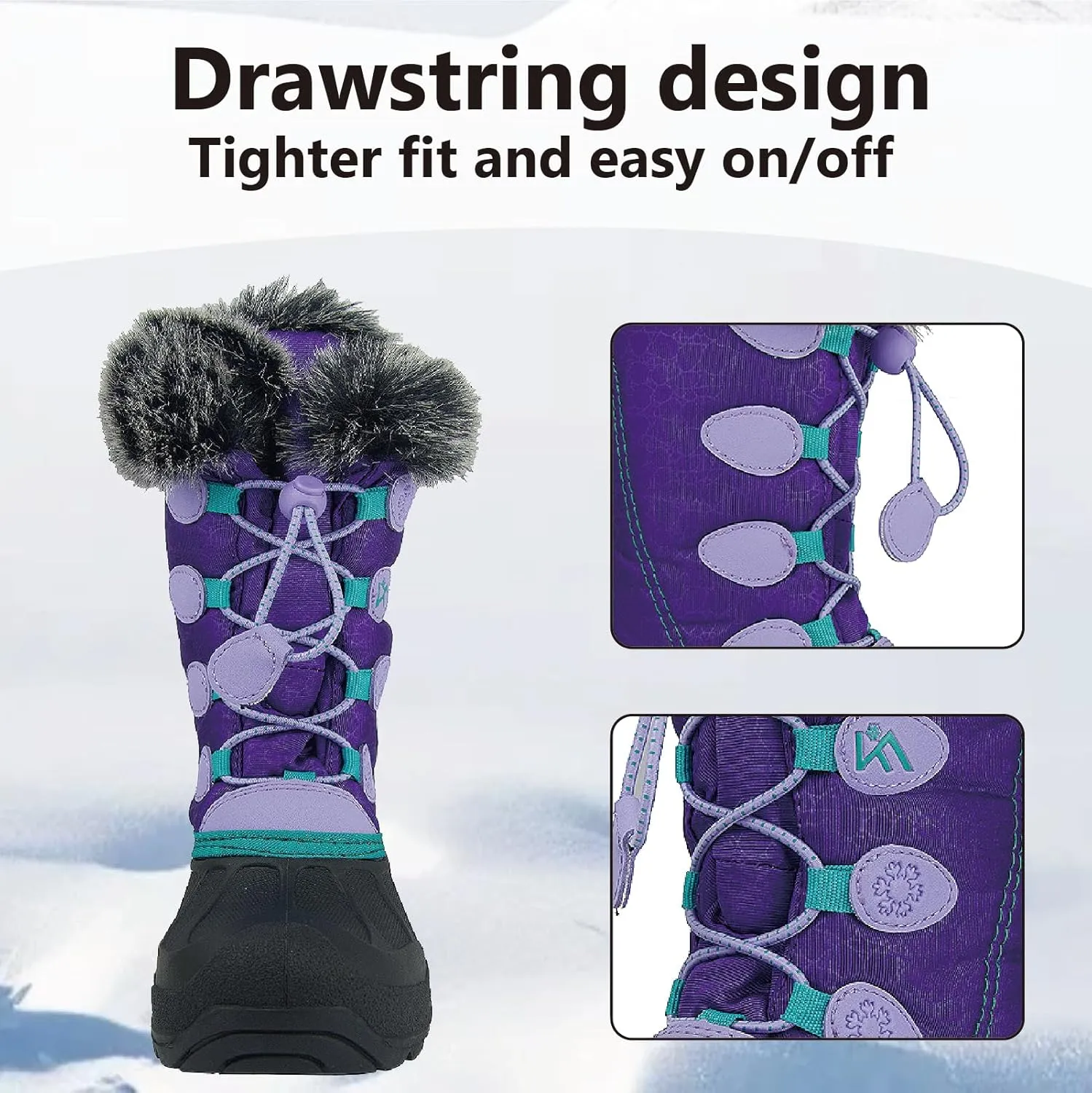 Snow Boots Kids Waterproof Durable and Slip Resistant Winter Snow Boots for Boys and Girls with Insulated Fleece Lining Perfect for Snowy Adventures Ideal Snow Boots toddler to Keep Feet Warm and Dry