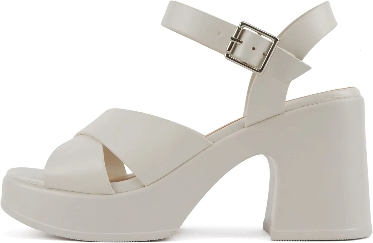 Soda Touch ~ Womens Square Toe Crisscross Band Platform Notch Wedge Heel Sandals