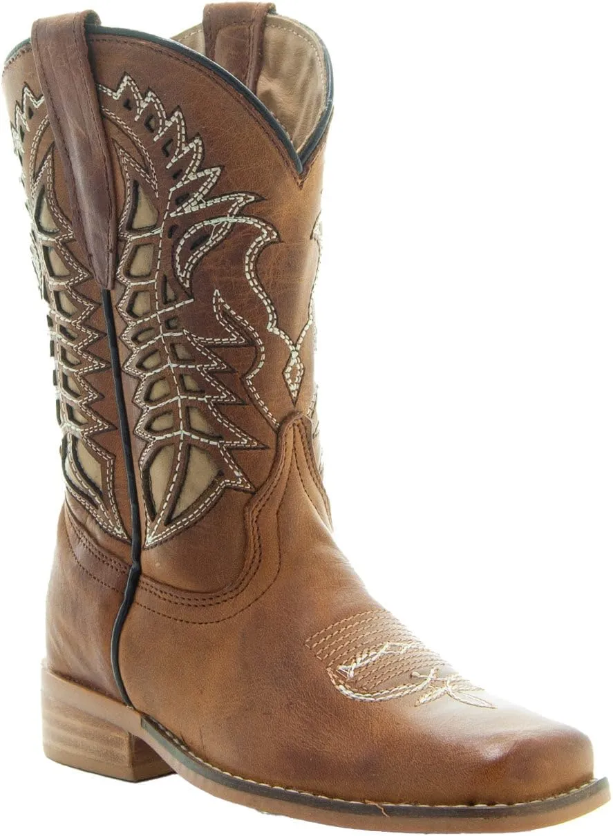 Soto Boots Kid's Square Toe Boots, Geniune Leather Kid's Cowboy Boots, Toddler Western Boots, K3007 (,)