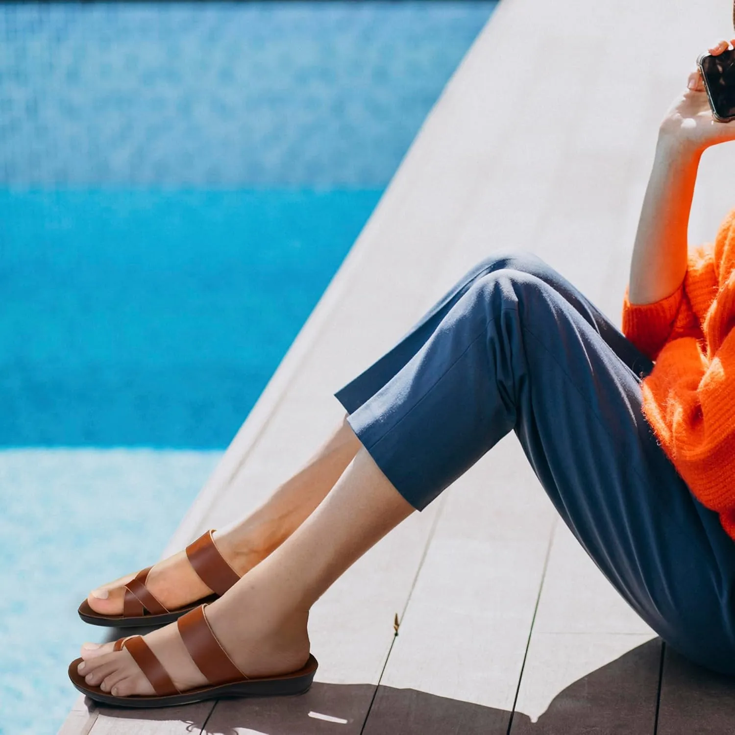 Split Toe Strap Man-Made Leather Ladies Cute Slides Outdoor Travel Dressy Flats Comfortable Walking Casual Summer Sandals for Women Fashion Footwear