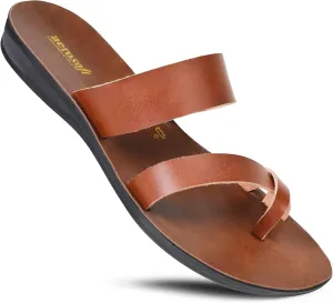 Split Toe Strap Man-Made Leather Ladies Cute Slides Outdoor Travel Dressy Flats Comfortable Walking Casual Summer Sandals for Women Fashion Footwear