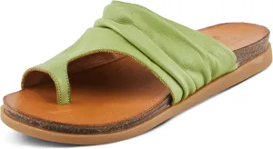 Spring Step BATES Women's Gathered Leather Sandals with Delicate Toe Ring Detail