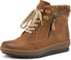 Spring Step Relife Karlene Waterproof Ankle Boots for Women | Shoes for Women with Sweater Top, Decorative Zipper and Cozy Sherpa Lining