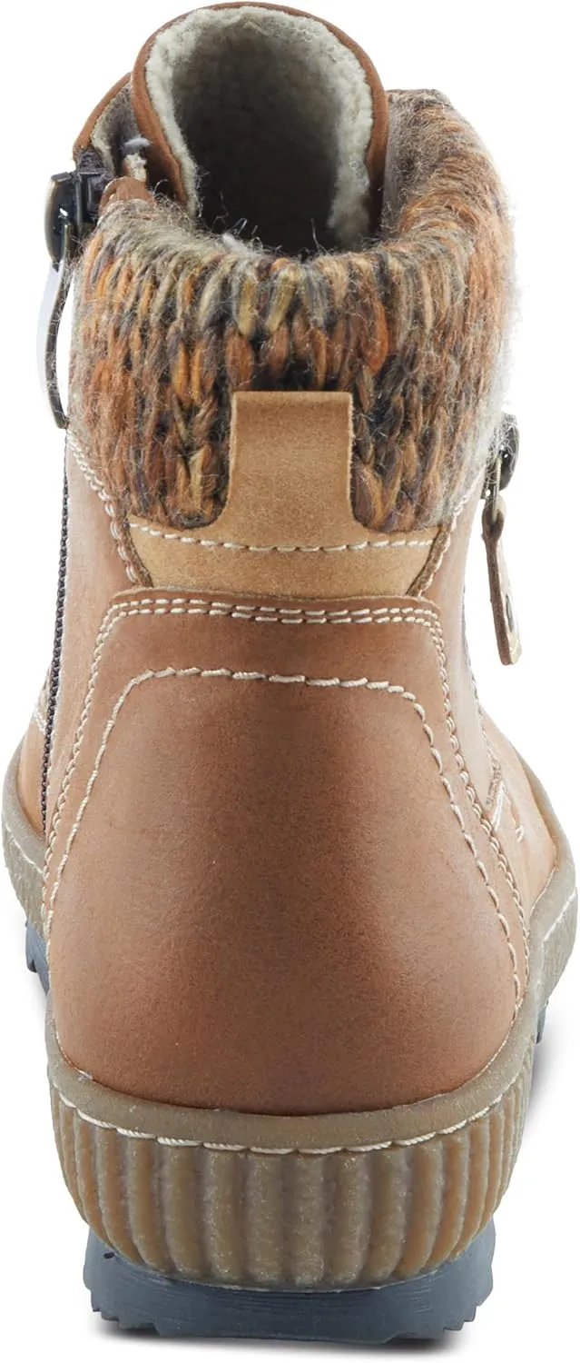 Spring Step Relife Karlene Waterproof Ankle Boots for Women | Shoes for Women with Sweater Top, Decorative Zipper and Cozy Sherpa Lining