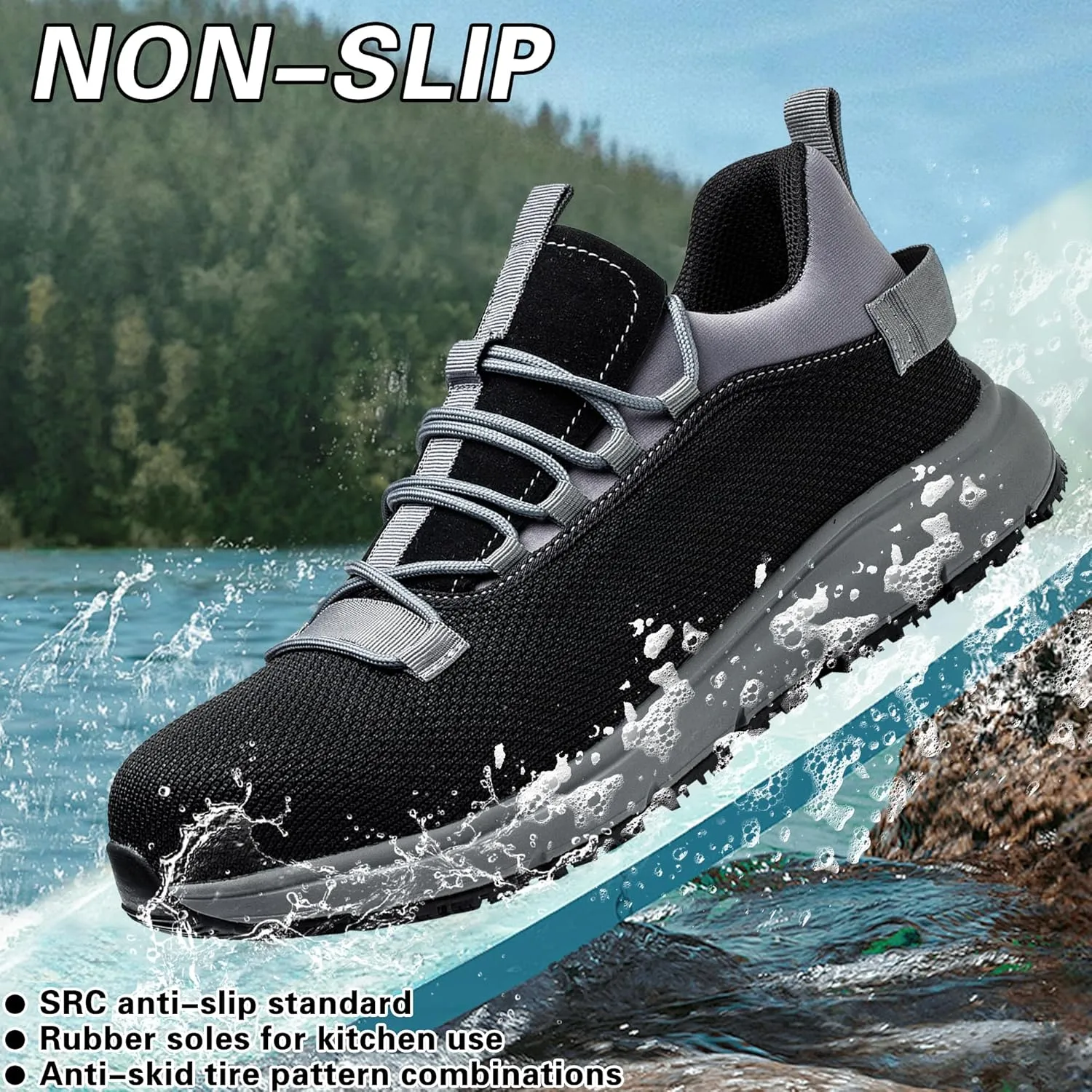 Steel Toe Shoes for Men Women丨Non Slip Waterproof Work Safety Sneakers