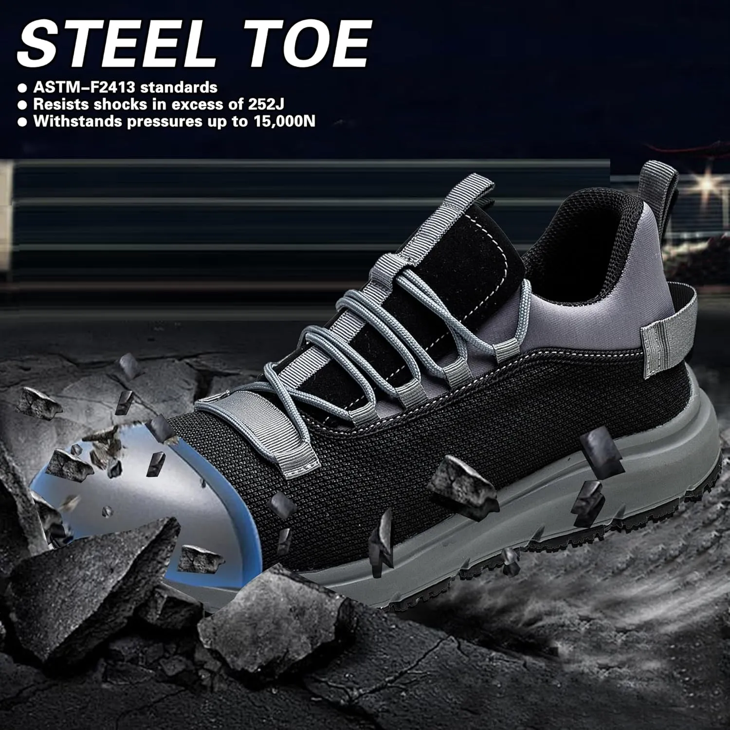 Steel Toe Shoes for Men Women丨Non Slip Waterproof Work Safety Sneakers