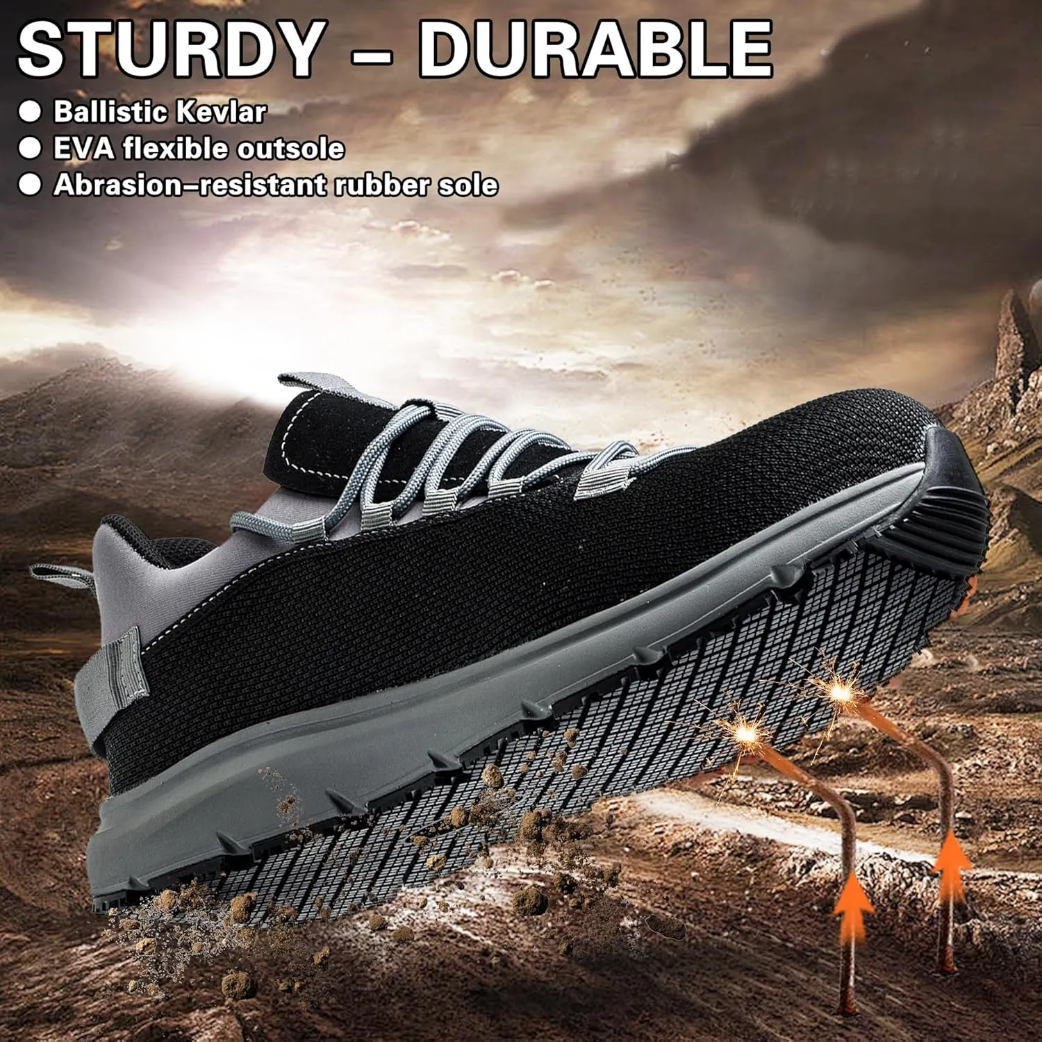 Steel Toe Shoes for Men Women丨Non Slip Waterproof Work Safety Sneakers
