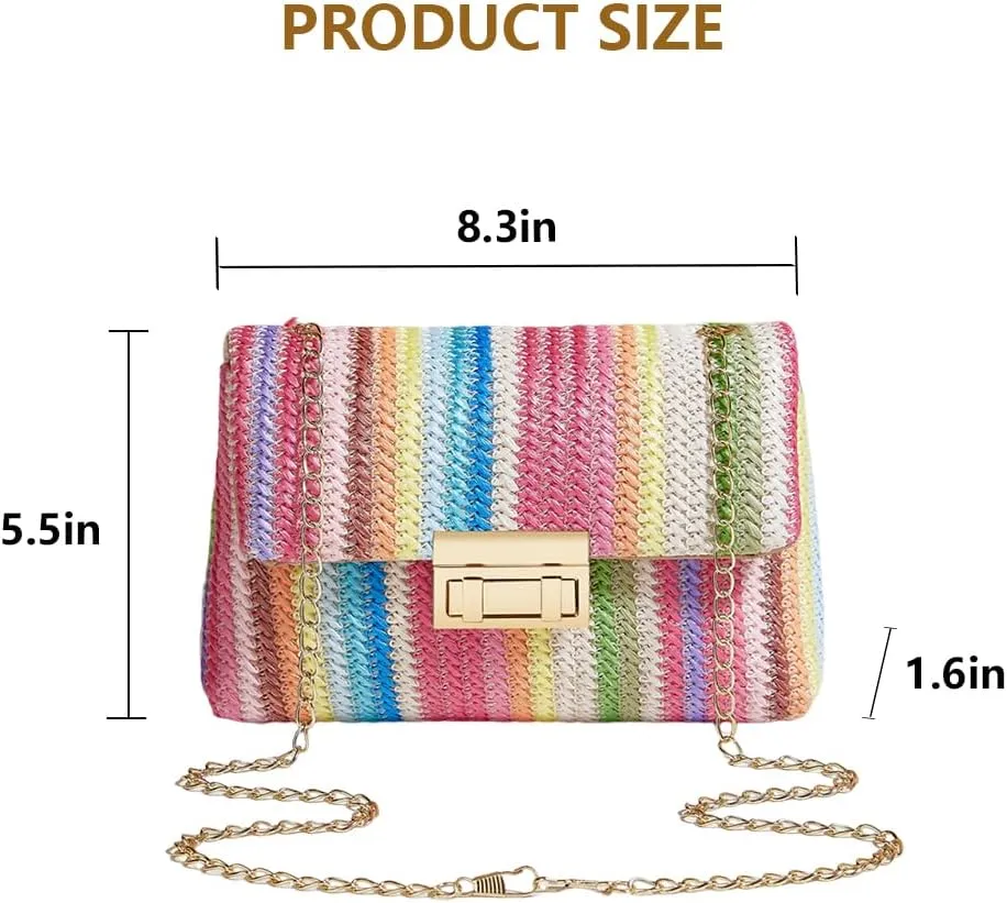 Straw Clutch Purses for Women Summer Beach Woven Straw Crossbody Shoulder Bag Boho Handbags Designer Evening Bag