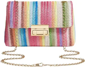 Straw Clutch Purses for Women Summer Beach Woven Straw Crossbody Shoulder Bag Boho Handbags Designer Evening Bag